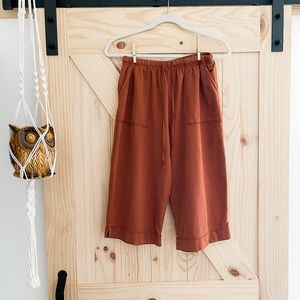 Preowned HC LA Cotton Cropped Pants Elasticized Drawstring in Rust SZ P/M